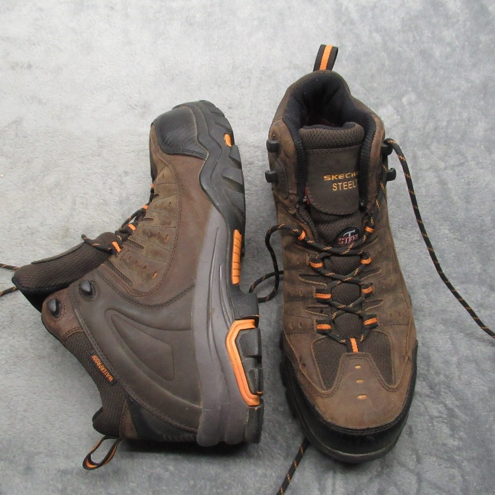 Skechers Steel Toe Men Boots 11.5 Brown Waterproof Work EH Rugged Safety Lace